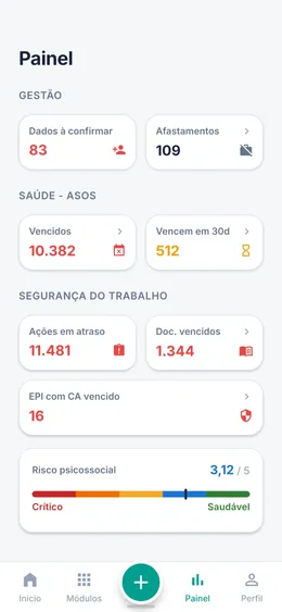 Tela Painel do app Ximed