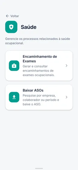 Tela Saúde do app Ximed